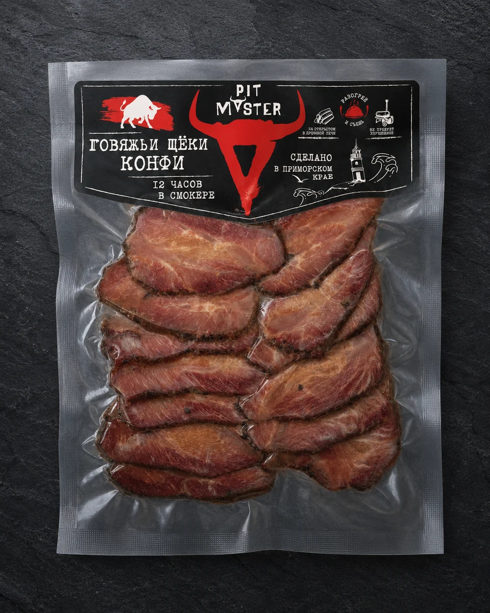 Говяжьи щёки конфи PIT MASTER в фирменной упаковке
